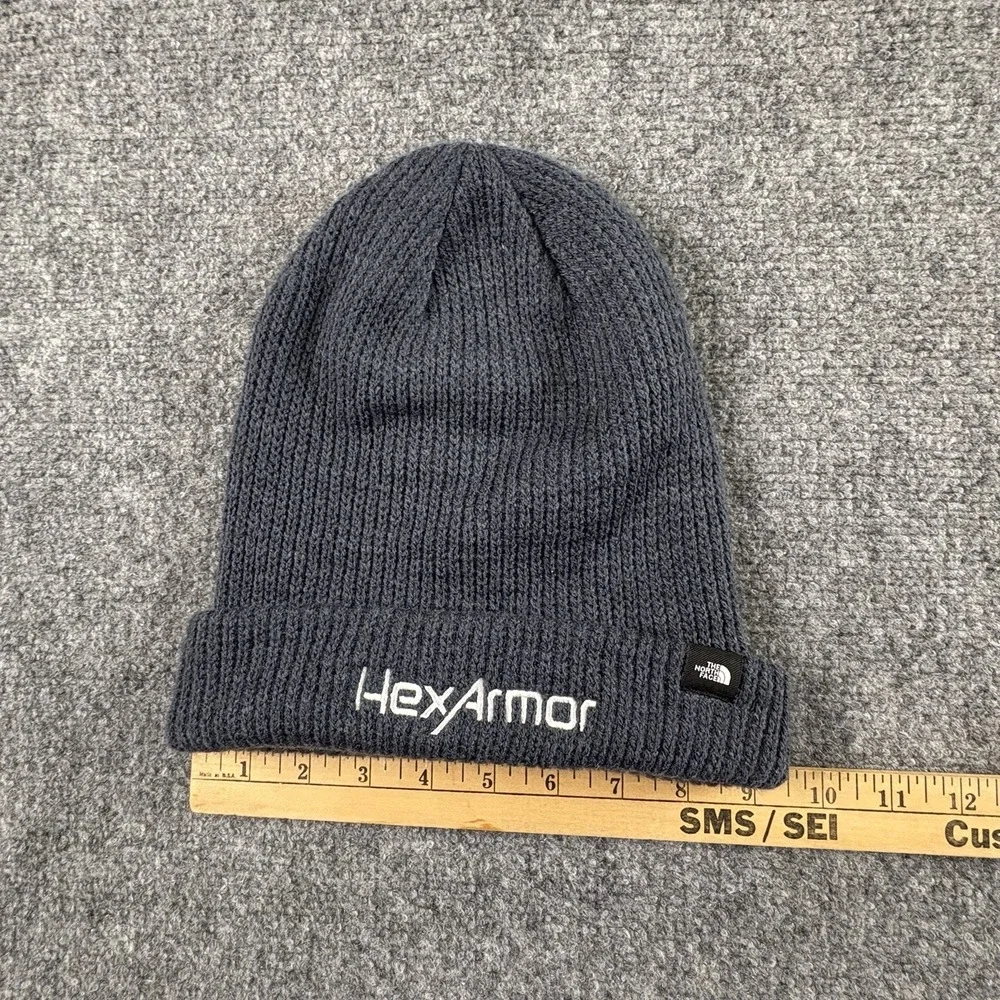 The North Face Beanie OSFA Blue Knit Cuffed‎ HexArmor Logo Winter Hat Unisex Ski